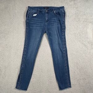 ROMEO + JULIET COUTURE Women's Blue Denim Lace-Up Detail Skinny Jeans Size L